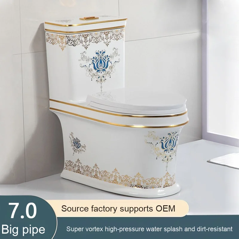 Inodoro silencioso de doble descarga para el hogar, suministro directo del fabricante, inodoro de baño ahorrador de agua de estilo moderno, dorado colorido para hoteles