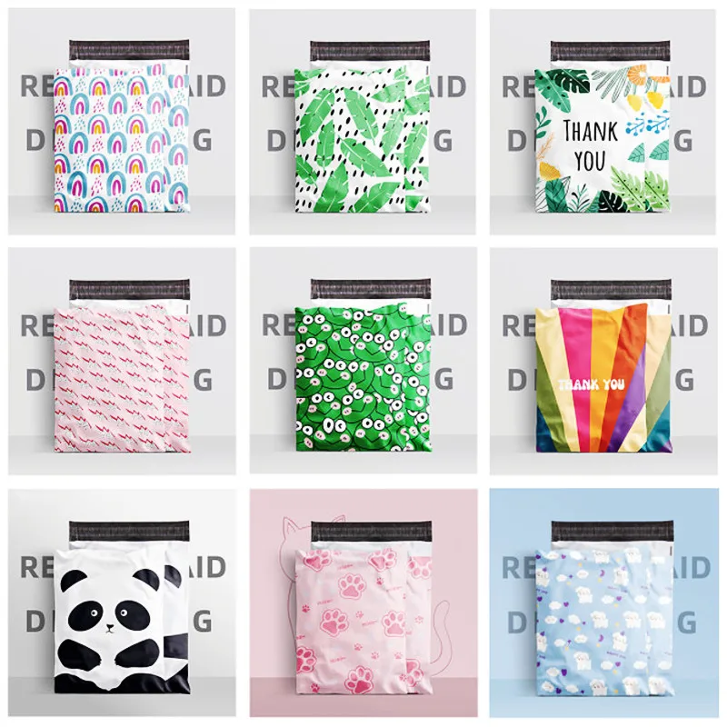 50PCS 100% PE Plastic Mailing Bags Poly Mailer T-shirt Skirt Pants Bra Books Towel Xmas Gifts Shipping Express Print Pouches