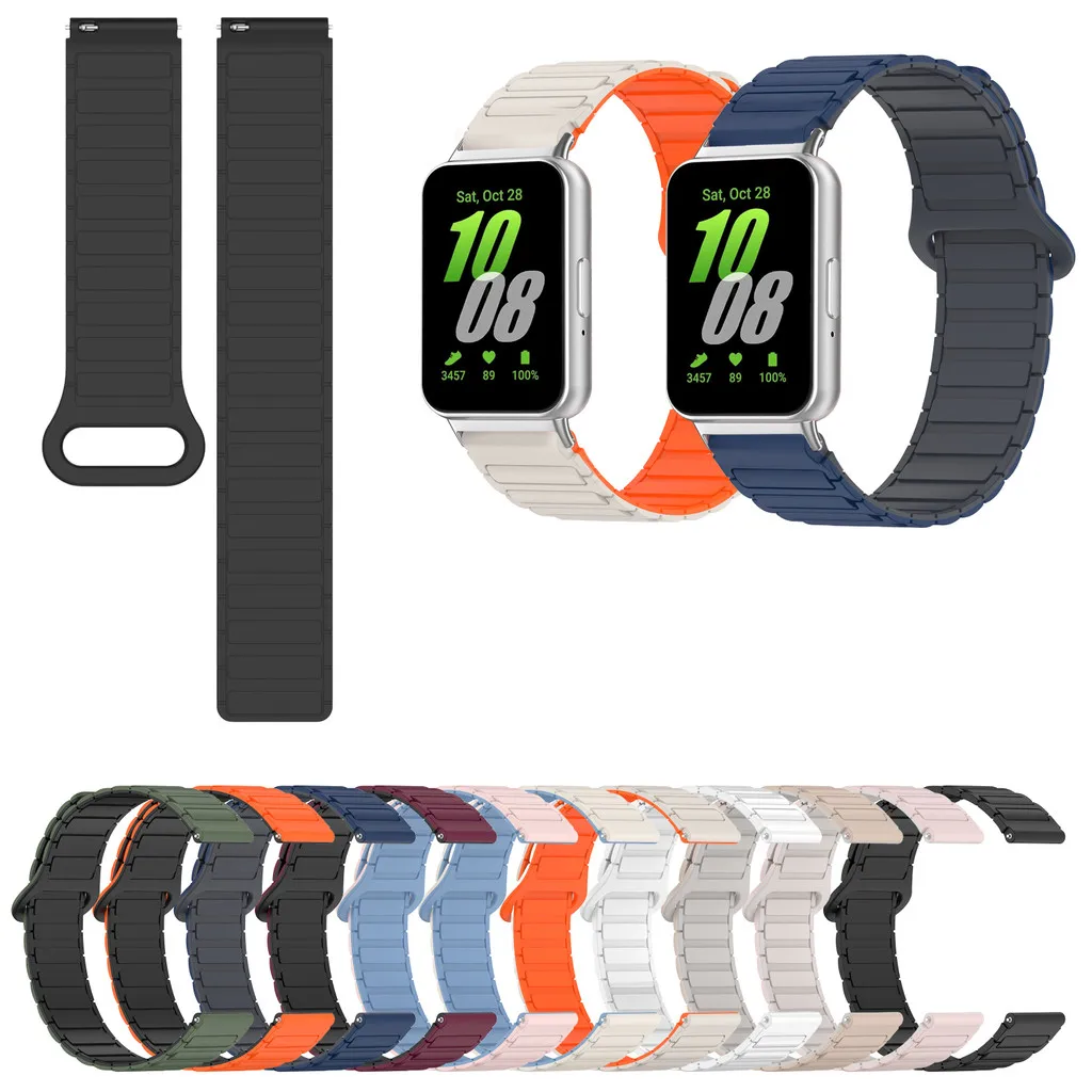 สายรัดซิลิโคนแม่เหล็กสําหรับ Samsung Galaxy Fit3 Fit 3 SM-R390 สมาร์ทวอท์ชสายรัดข้อมือกันน้ํา