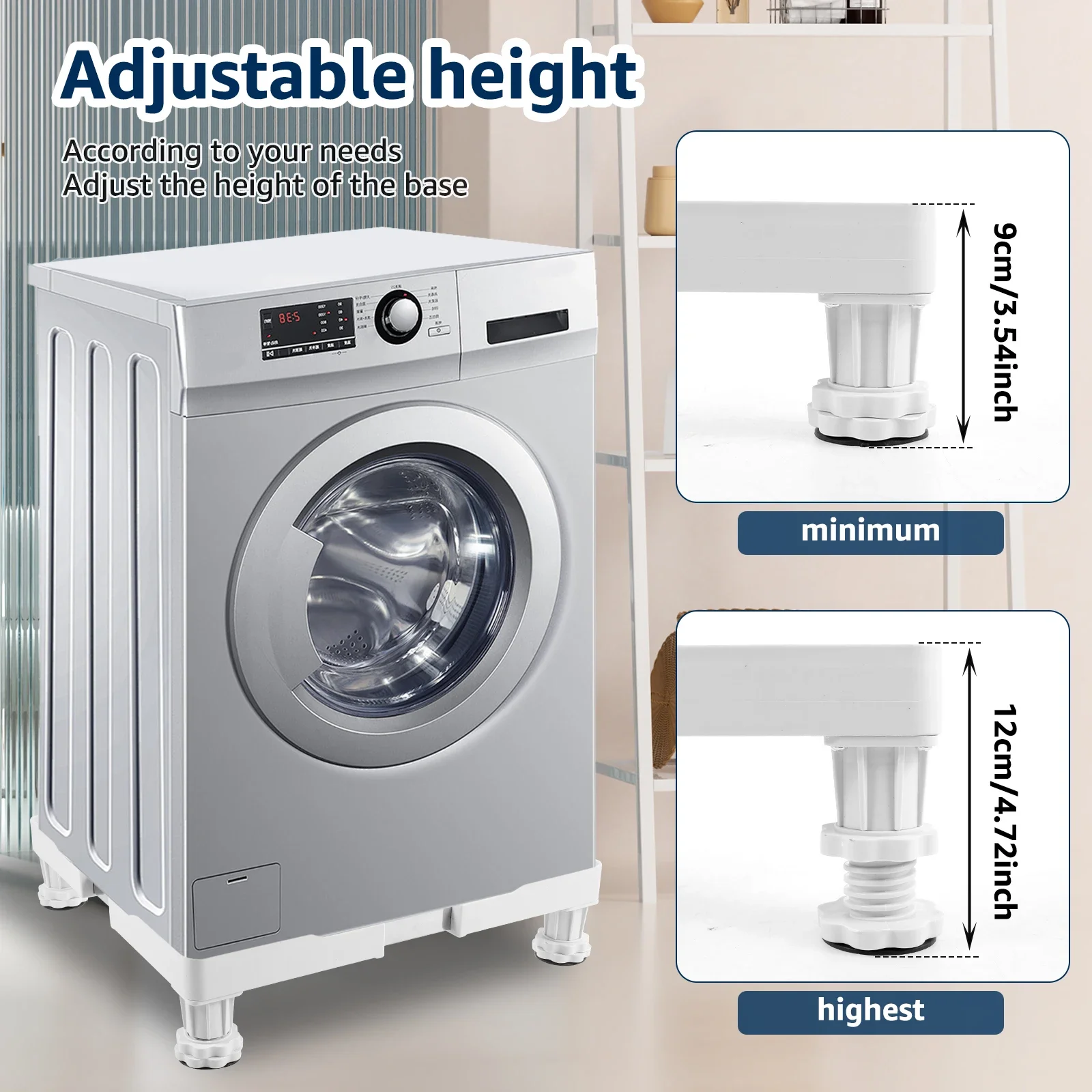 Washing Machine Stand Movable Appliance Stand Anti Vibration Feet Pads Laundry Pedestal Washing Machine Base Furniture Pad view 2