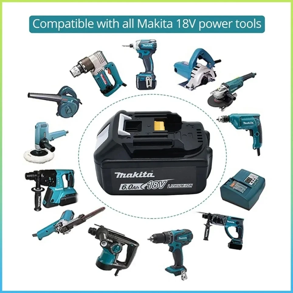 18V 6.0Ah Makita Original With LED lithium ion replacement LXT BL1860B BL1860 BL1850 Makita rechargeable power tool battery 6000