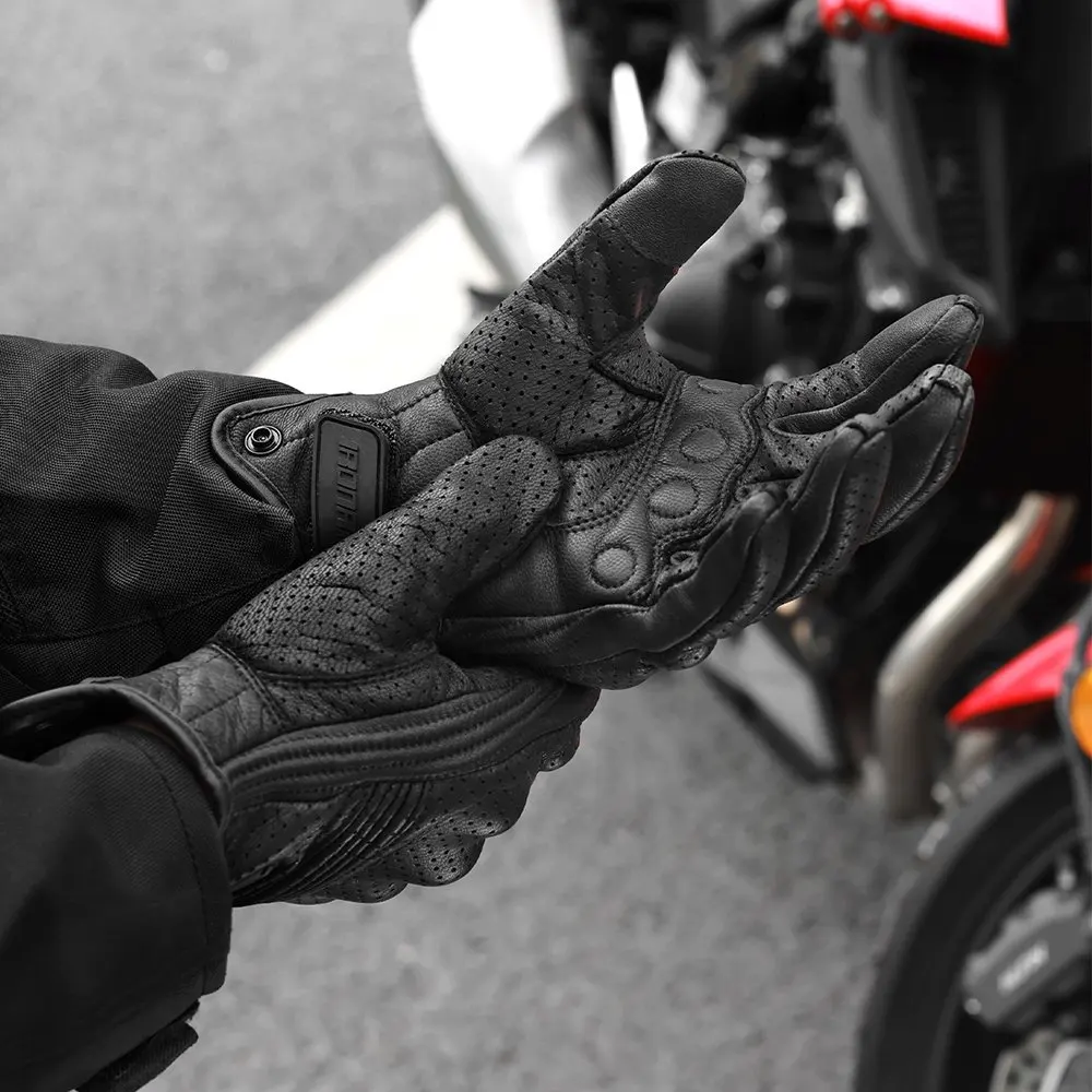 

Motorcycle Touch Screen Gloves Perforated Breathable Motocross Leather Gloves Non-slip Motorbike Full Finger Protective Gloves