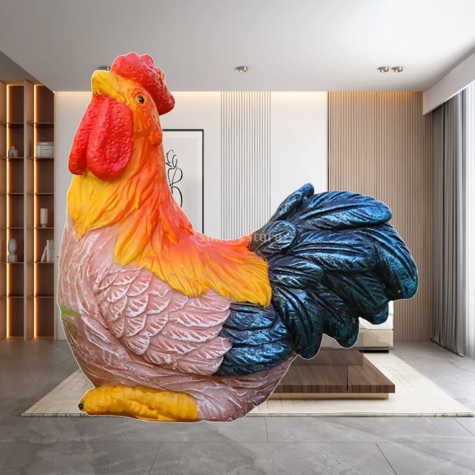Chicken Figurine Small Garden Statue Resin Decorative Animal Sculpture for Bookshelf Home Office Shelf Housewarming Gift