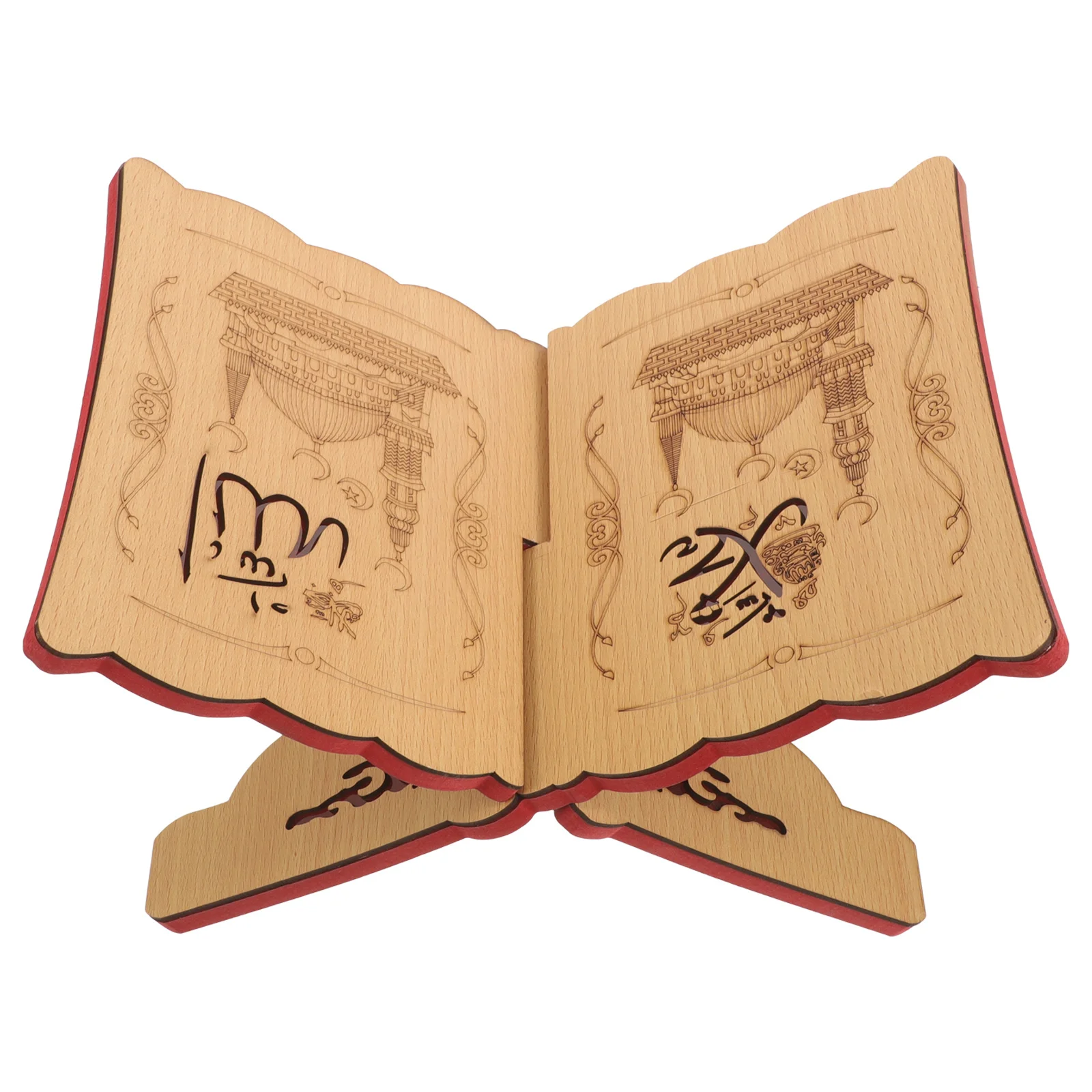 

Quran Stand Wood Holder Hollow Flower Design Desk Book Rack For Reading Home Study Classic Book Stand Reading Supply