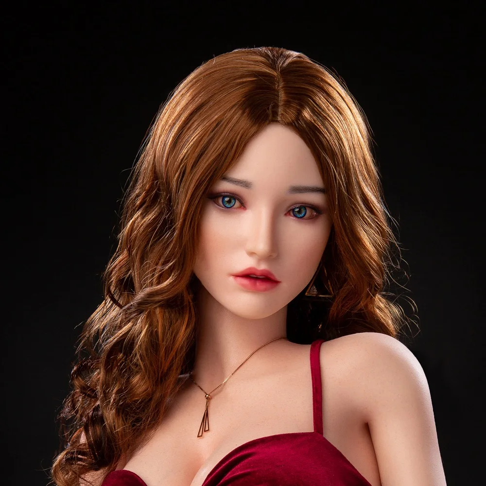 

Lifelike Full Silicone Sex Doll Head Implanted Hairs Realistic Beauty Adult Sexy Love Toys Heads For Men Masturbator