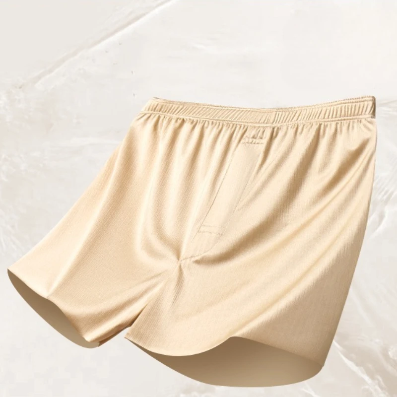 

Men Gold Satin-like Smooth Underwear Boxer Shorts Loose PlusSize Sleepwear Trunk Ice Silk Men's Aro Pants Pajama Bottoms Hombre