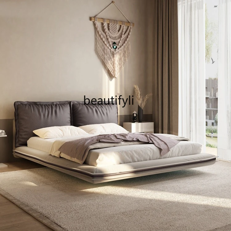 

New Home First-Layer Bed Nordic Designer Model Modern Light Luxury Simple Disposable Double Master Bedroom Tatami Bed