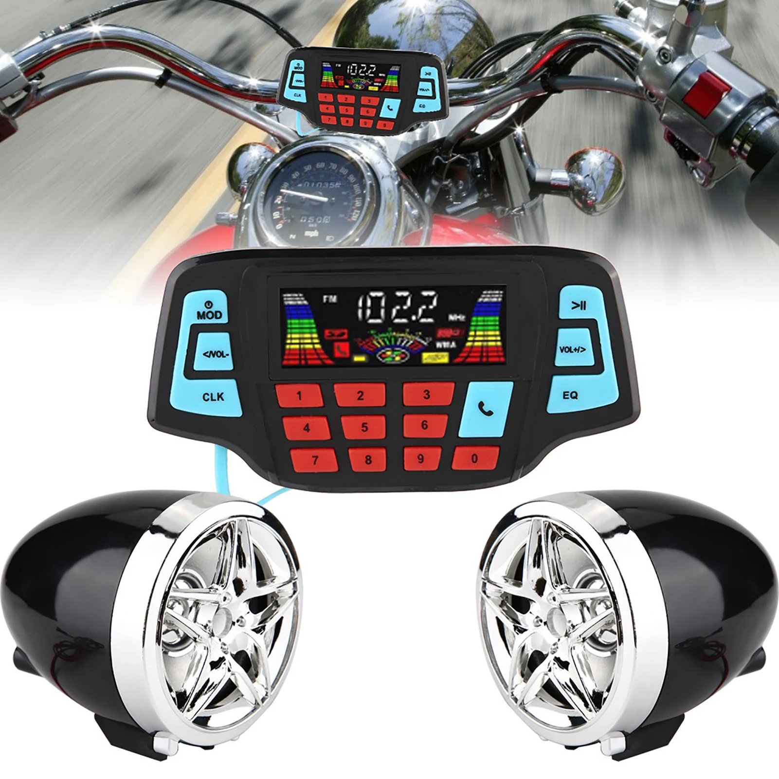 

Motorcycle Audio Motorcycle MP3 Player Waterproof Motorcycle BT MP3 Player Audio Stereo Speaker System USB Memory Card Carrier