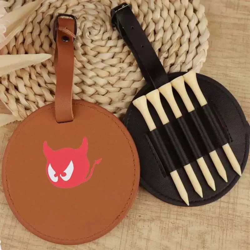 WAAC Little Devil Round Style Tempat Penyimpanan Peg Golf Kayu Model Pinggang untuk Golf, Warna Hitam dan Cokelat, Dua Warna