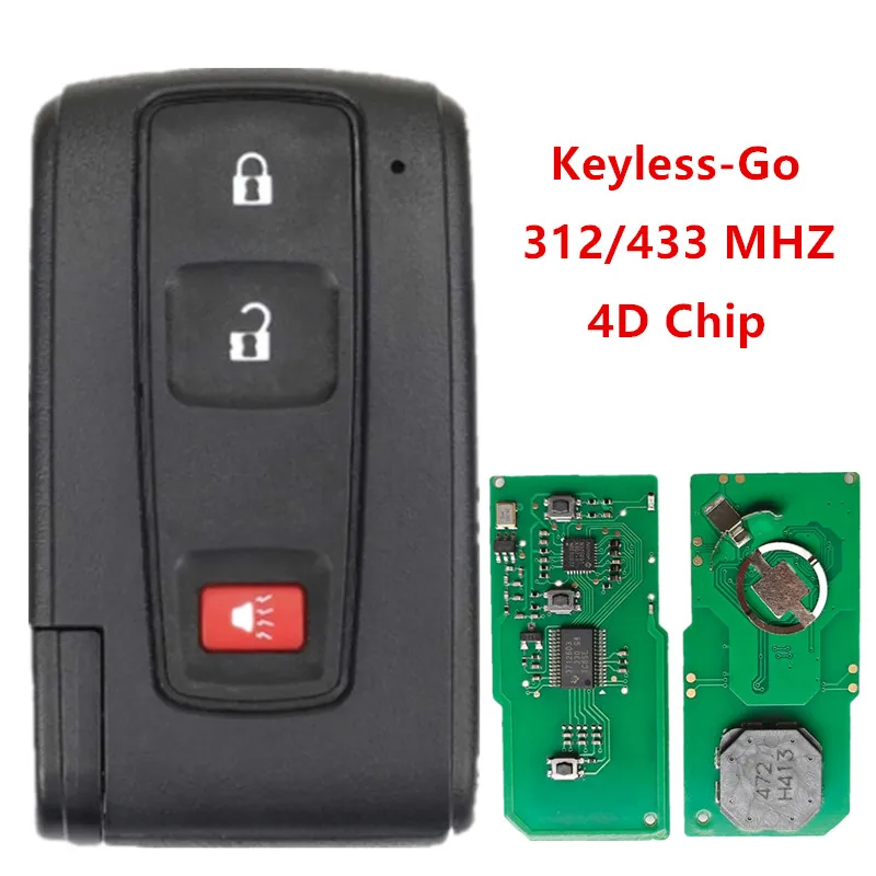 

For Toyota Prius 2004 -2009 Auto Car Smart Remote Keyless Go Key Fob 3 Buttons 312/433MHz 4D Chip Keys FCC MOZB31EG