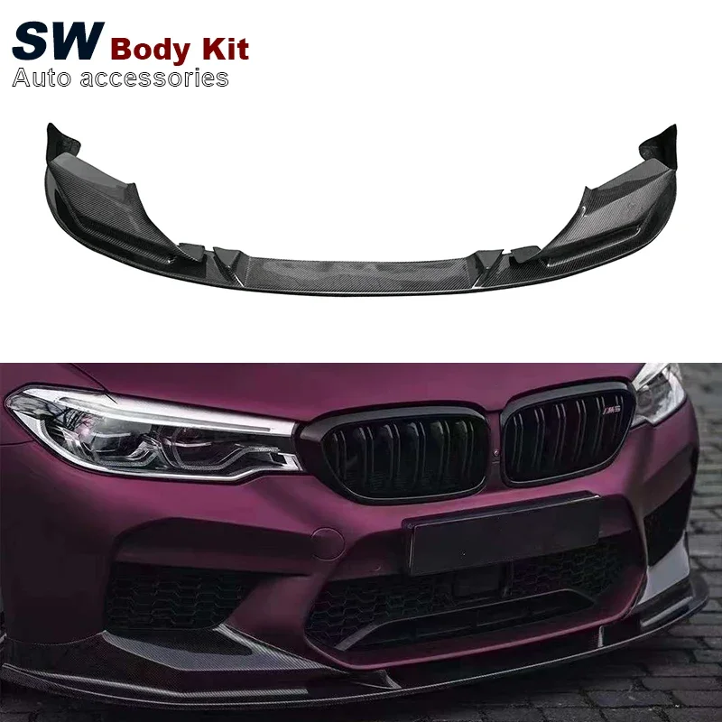 For BMW F90 5 LCI 4 Door Carbon Fiber 3D Style Front Lip Front Bumper Splitter Spoiler Body Kit 2017-2020