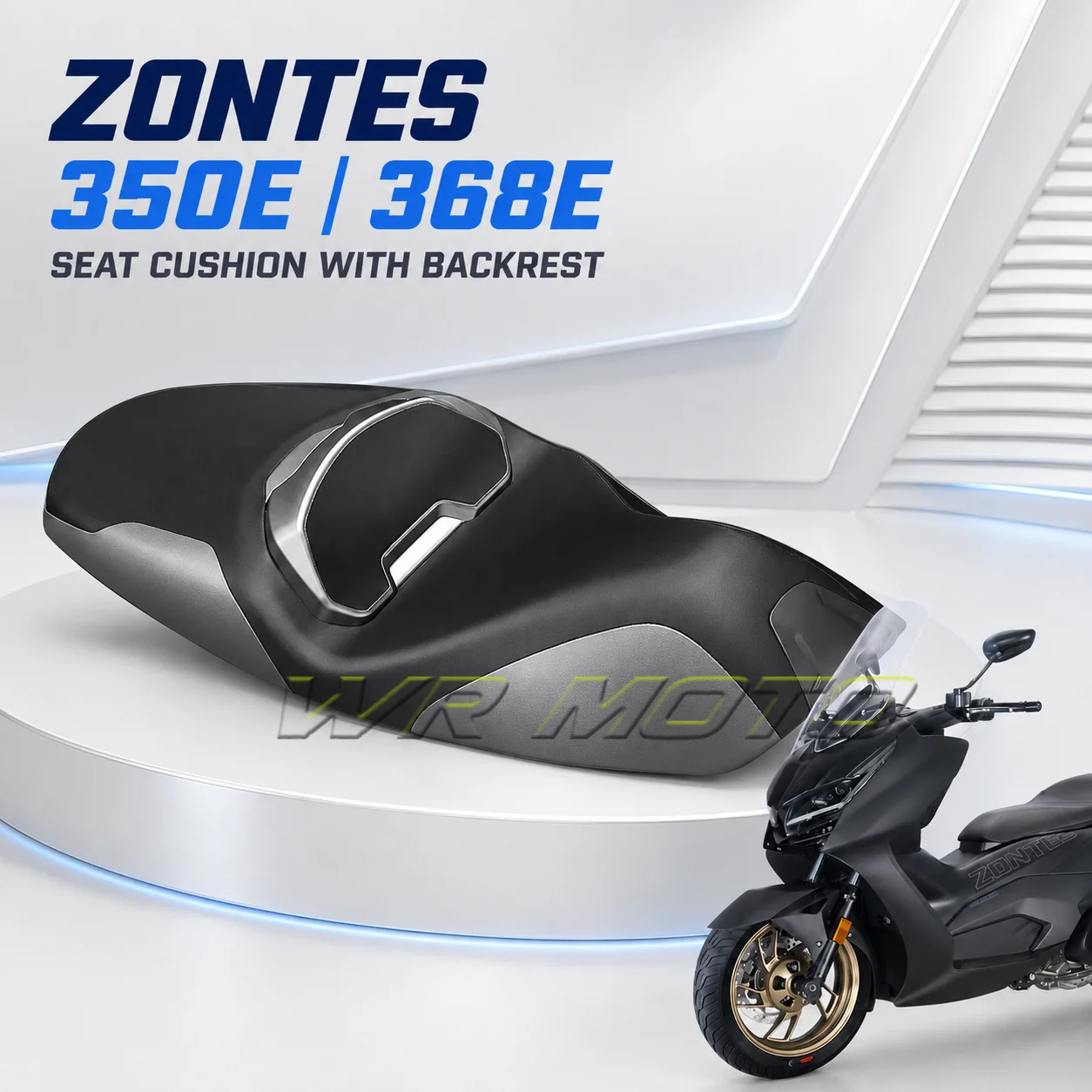 ZONTES 2024-368E/350E & 2026-368E (Heated Version) Universal Large Scooter – Modified Thickened Seat (with Passenger Backrest)