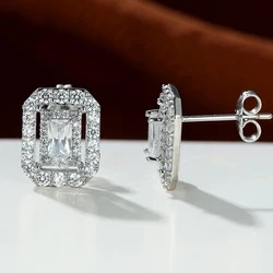 Huitan Silver Color Rectangular Shaped Stud Earrings Piercing Fashion Contracted Earrings for Women OL Style Versatile Jewelry