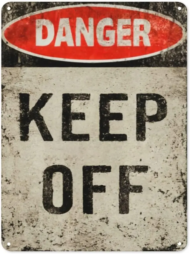 Lustige Metallschilder, Warnschilder, Gefahr, „Keep Off“, Blechschild für Garage, Männerhöhle, Bar, Zuhause, Schlafzimmer, Blechschild, Wanddekoration