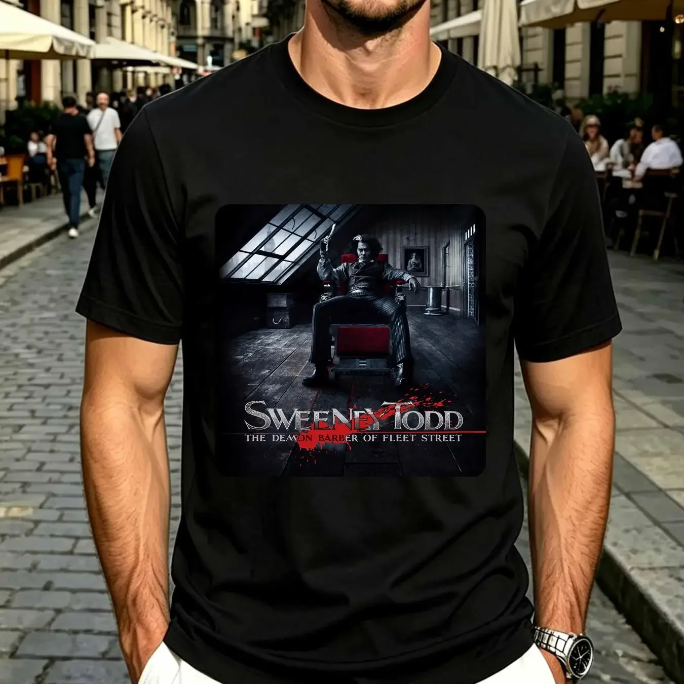 washed T Shirt Rare VTG ANVIL Sweeney Todd The Demon Barber Of Fleet Street 2007 90s S vintage Washed Versatile Slightly Unisex