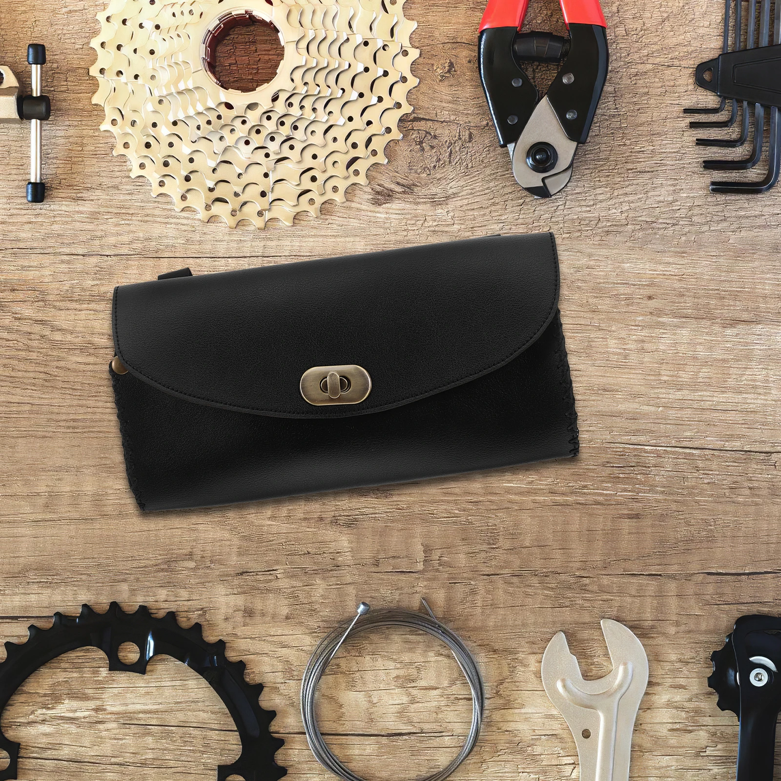 

Vintage Bicycle 21X11.5Cm Brown Pu Handlebar Frame Storage Pouch For Road Mountain Bike Multifunctional Compartments Secure Beam