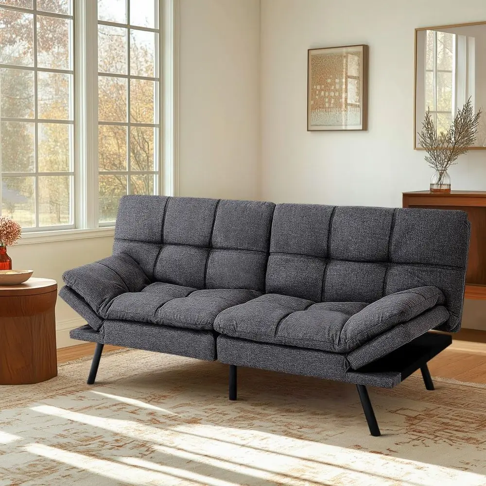 

Memory Foam Loveseat Sleeper Sofa with Adjustable Backrest and Armrest for Small Spaces