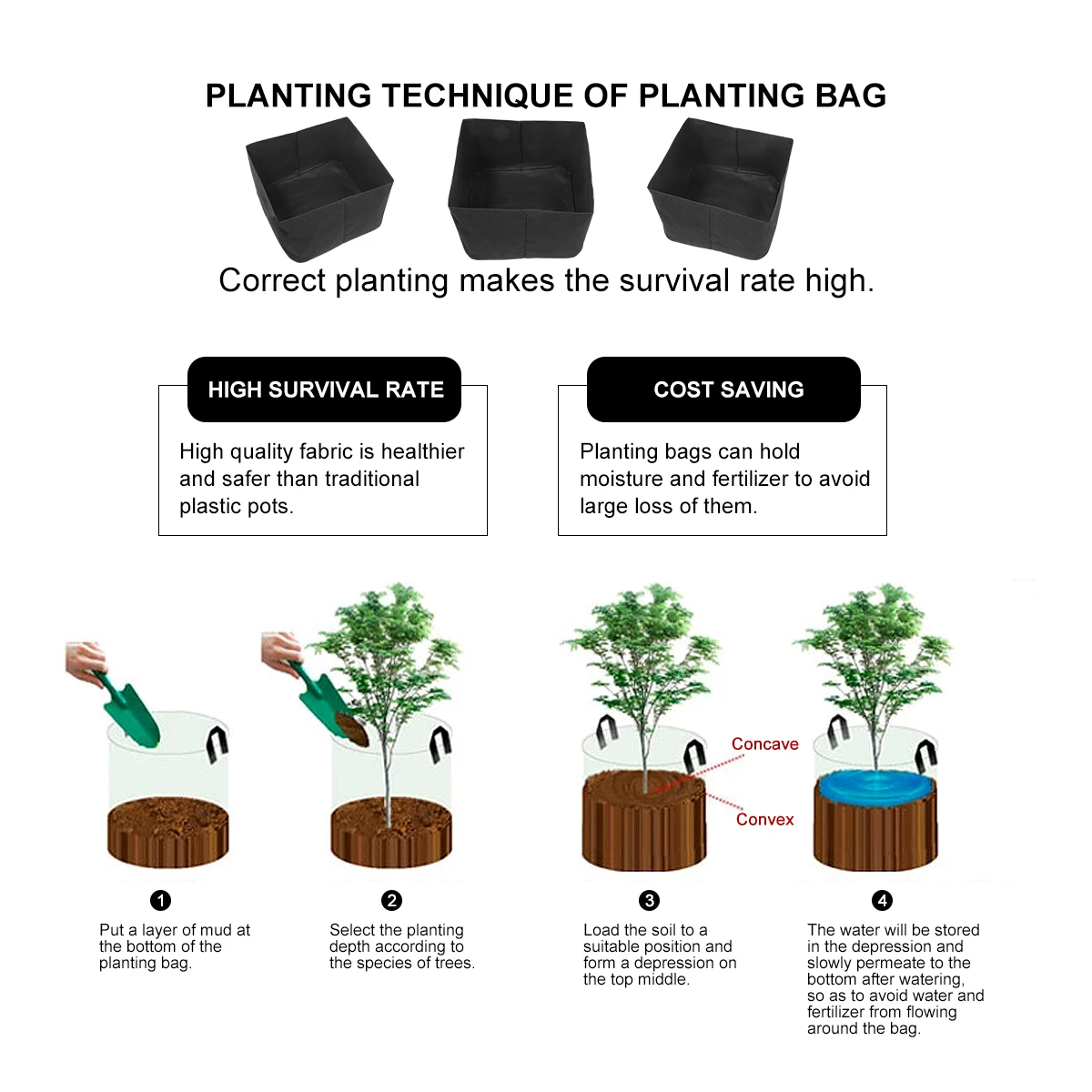 

Vegetable Grow Bags Nonwoven Fabric Pouch Planters Outdoor Black Potato Large Capacity Breathable Garden Balcony Farm DIY
