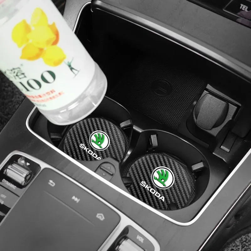 2 قطعة كوستر السيارة كأس الماء حصيرة عدم الانزلاق وسادة لسكودا Vrs فابيا رائع اليتي اوكتافيا Enyaq السريع كودياق Kamiq كاروك Derivati Mk3 #2