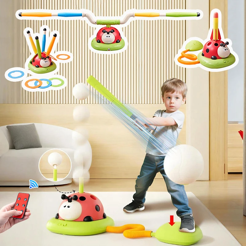 4 in 1 Ladybug Sport Entertainment Sandbag Game Baseball Toy Rope Skipping Machine Ferrule Jump Rocket Launcher Outdoor Play