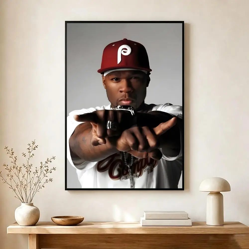 Hip-Hop Legend F-Fifty Cent Poster Lightweight Self‑Adhesive PP Wall Decal for Study Living Room Bedroom Decor Gift