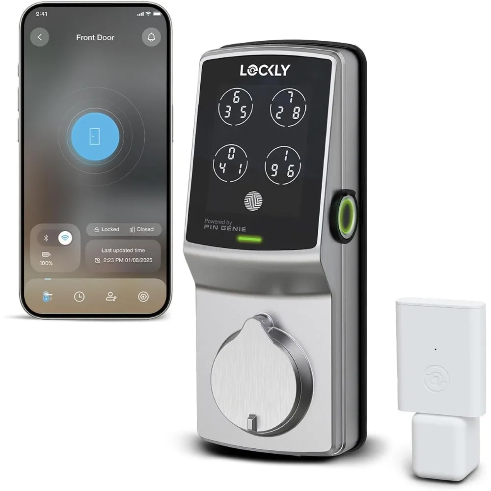 กุญแจล็อคประตูแบบดิจิตอล Secure Pro Deadbolt, ระบบล็อคอัจฉริยะแบบ Wi-Fi, ระบบเข้าออกแบบไม่ใช้กุญแจ, ระบบล็อคอัจฉริยะสำหรับทุกประเภทประตู, ระบบ PIN Genie ®   แป้นพิมพ์, เครื่องสแกนลายนิ้วมือไบโอเมตริกซ์ 3 มิติ