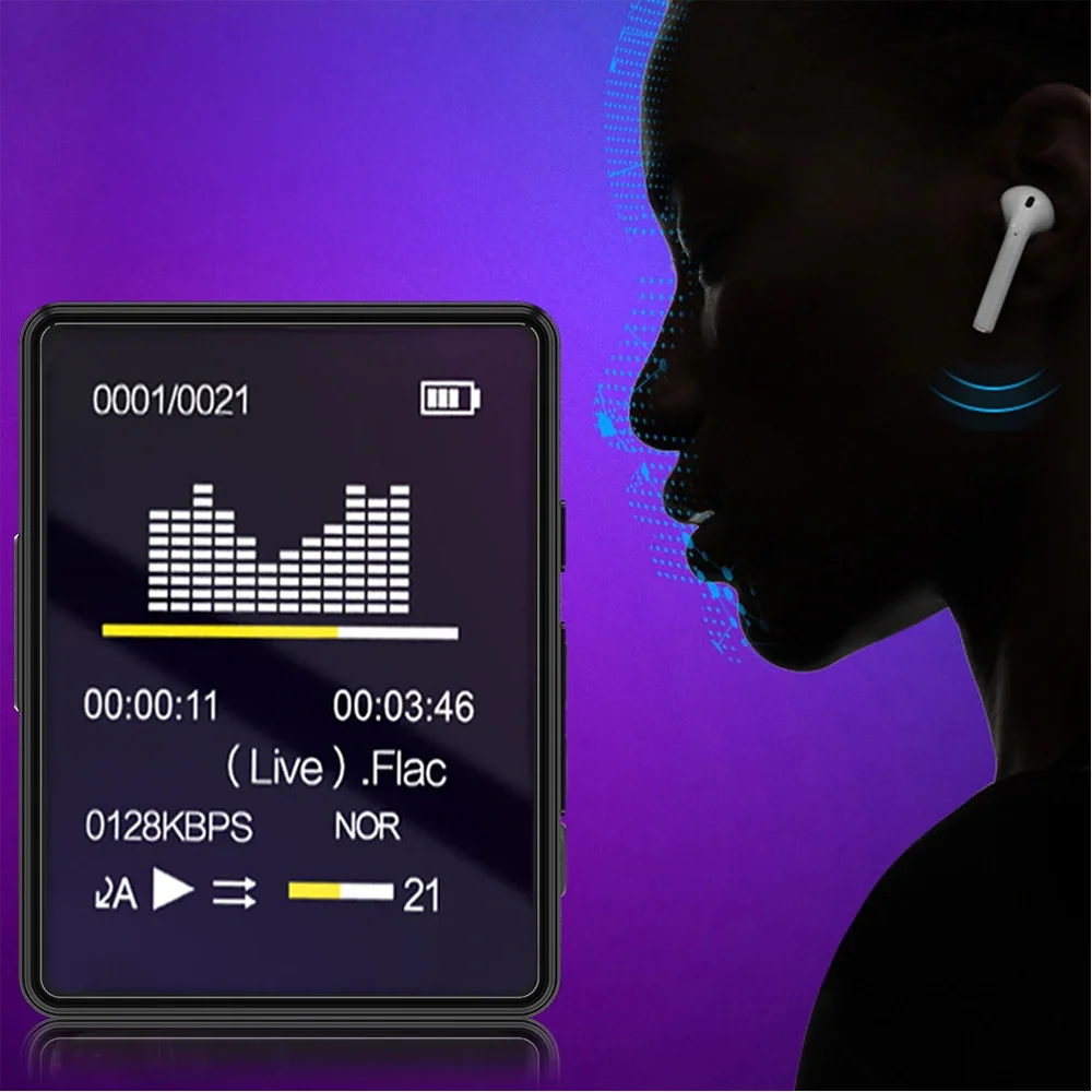 Mini MP3 MP4 Player Bluetooth 5.0 1.8-Inch Portable Music Player with Internal Speaker