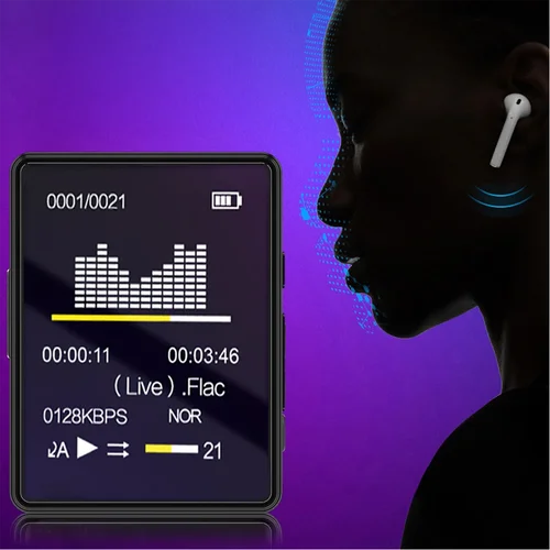 Imagen 2 del producto Reproductor de MP3 portátil Bluetooth 5,0 altavoz estéreo de música Mini reproducción de vídeo MP4 con pantalla LED grabación de Radio FM para Walkman