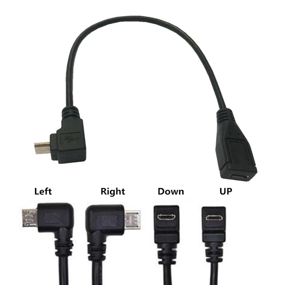 Nowy Micro USB 5-pinowy męski kąt nachylenia 90 stopni do mikro USB żeńskie 5 P kabel z wtyczką rozszerzonej Adapter przewodu