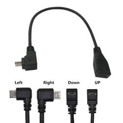 New Micro USB 5 Pin Male Down Angle 90 Degree to Micro USB Female 5P Plug Cable Extended Cord Adapter