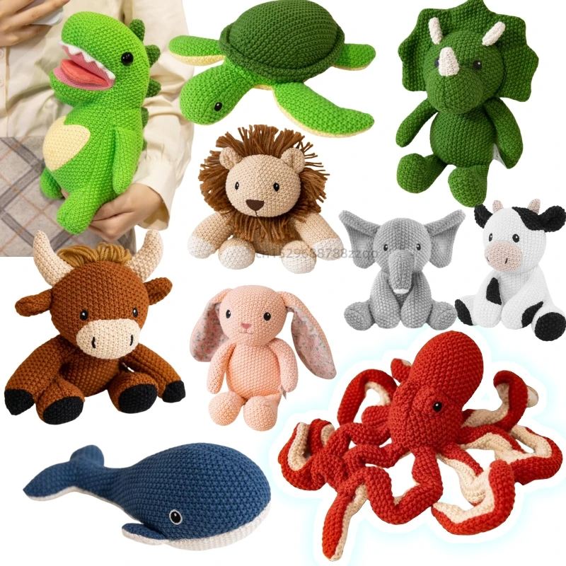 

Новая вязаная кукла-животное, слон, медведь, кролик, лиса, вязаная крючком кукла, детская успокаивающая игрушка, животные, детские развивающие игрушки, подарки на день рождения