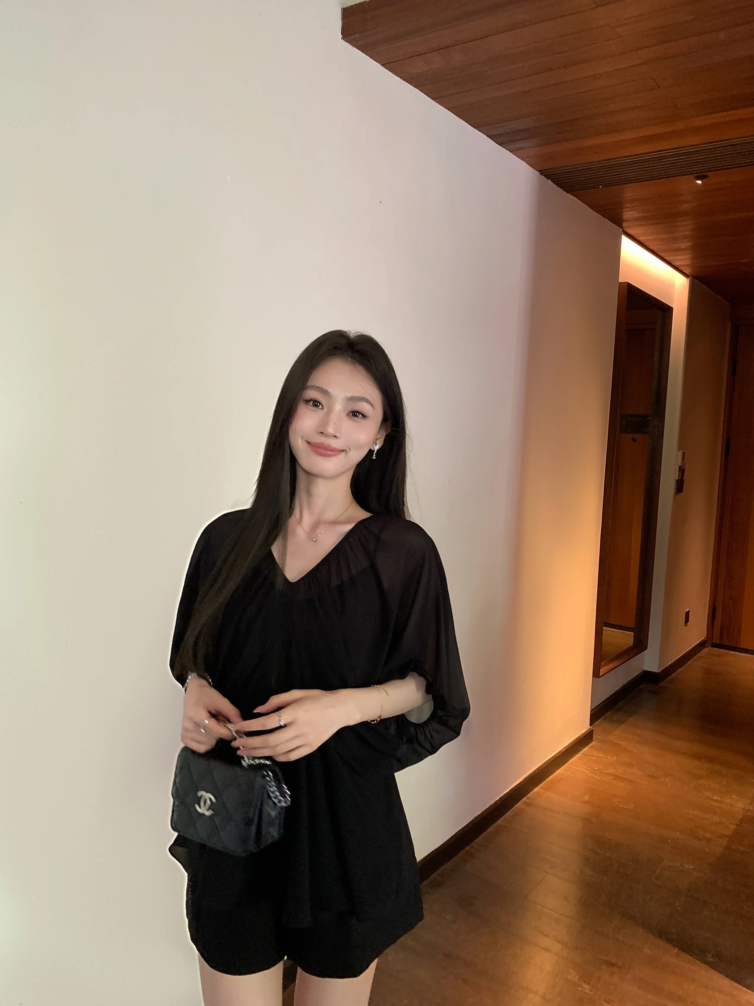 Pusumede Heartthrob Muse Loose V-neck Shirt Women's Tank Top Semi-transparent Cover up Top Casual Style Polyester Fiber