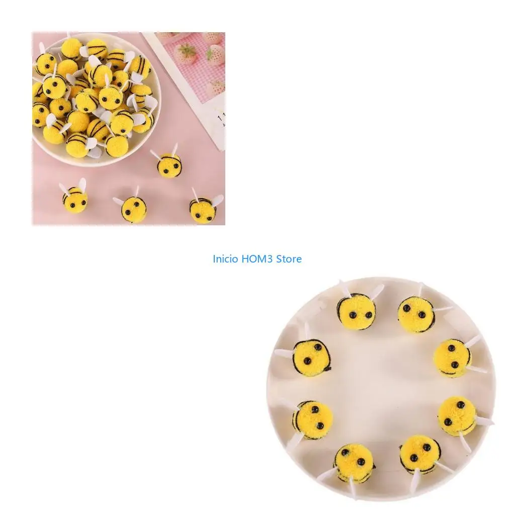 A5YD Pack Of 50 Small Bees Decorations Felted Bumblebees For Clothing Hat Bag Crafting Baby Showers Decoration Party Supplies