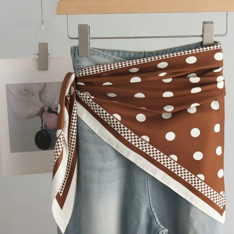 New Stacked Wear Polka Dot Triangle Scarf Waist Tie Triangular Shape Versatile Decorative Headscarf Neck Tie Stylish Layering image 5