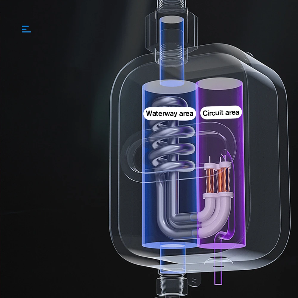 3500W Instant Water Heater 220V Smart Electric Shower Tankless Instant Water Heater Thermostat for Bathroom Kitchen