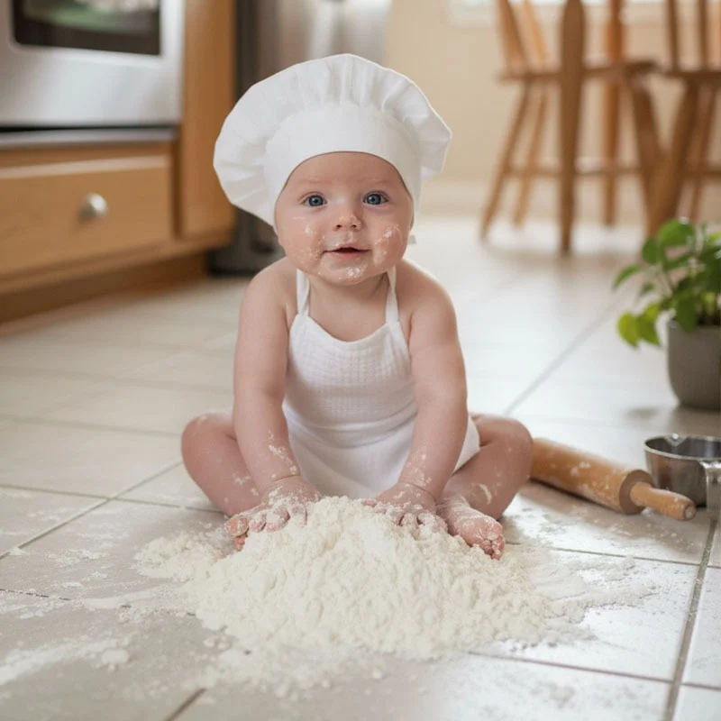 

Newborn Photography Props Chef Outfit Set – Baby Chef Hat, Apron and Wooden Spoon, Soft Infant Photo Shoot Costume Accessories