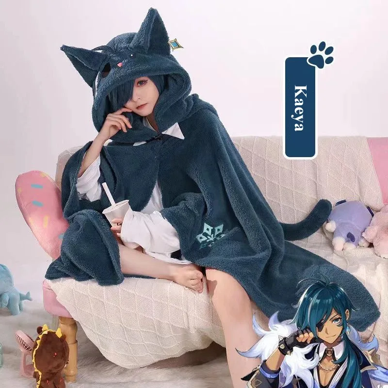 Novo 2025 genshin impacto cobertores com capuz tighnari scaramouche xiao kaveh kaeya venti hutao lyney capa de lã pijamas ★ ★ ★