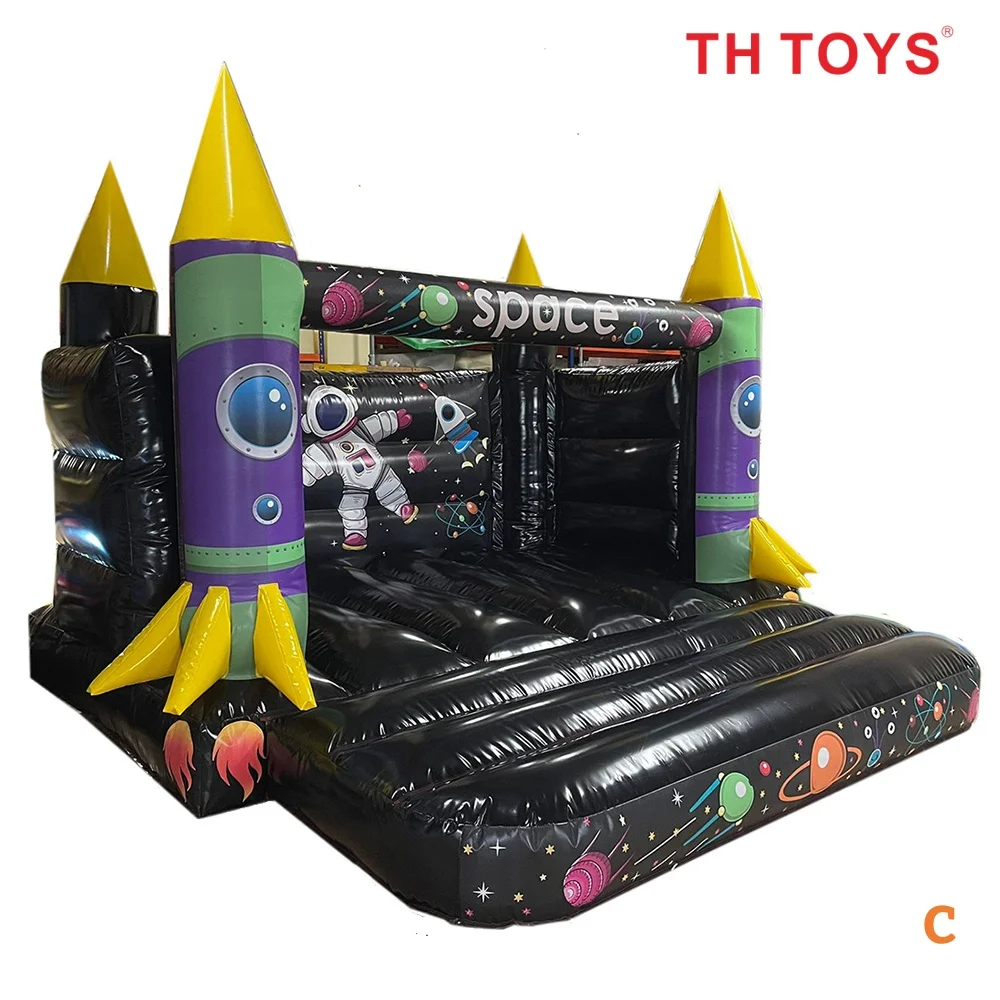 4x4m 13x13ft Astronaut Space Rocket Opblaasbaar springkussen op maat ruimtevaarder springkasteel