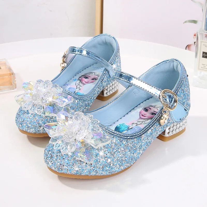 2024 Spring New Children\'s Shoes Ice And Snow Romance Princess Elsa Shoes Girl\'s Fashion Sandals Crystal Princess Shoes