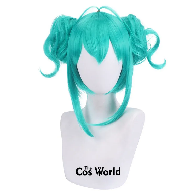 VOCALOID 미쿠 흰 토끼 토끼 50cm 긴 곱슬 할로윈 애니메이션 코스프레 가발 합성 머리 + 가발 모자