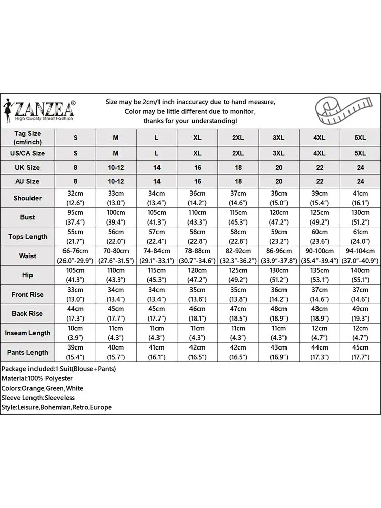 ZAZEA-أطقم قصيرة للشاطئ للنساء ، بلوزة بزهور بدون أكمام ، بدلات بنطال ، بدلة رياضية غير رسمية ، أزياء صيفية فضفاضة ، 2 ملابس