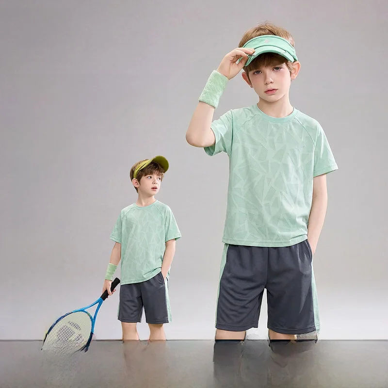 ask-junior-boys'-quick-dry-short-sleeve-outdoor-sports-suit-children's-two-piece-set-polyester-spandex-blend-summer-2026-new
