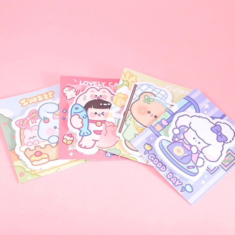 Cartoon Sticky Note para Meninas, INS Estilo, Kawaii, Criativo, Cor Pode Rasgar N Vezes, Message Pad, Material Escolar, Papelaria Estética
