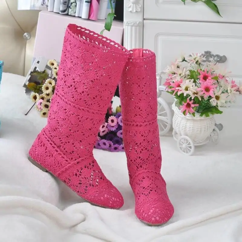 Crochet summer boots boots new shoes lace hollow crochet boots XL hollow fashion women\'s boots