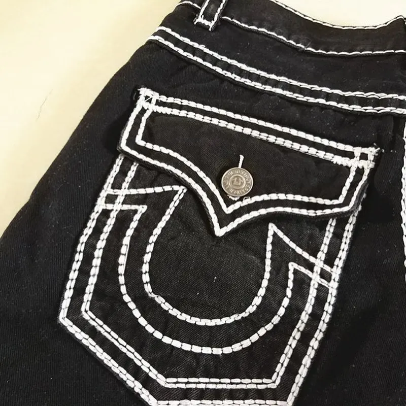 Y2K nuova tendenza vera religione vita bassa Super T stivali pantaloni a campana Jeans da strada Harajuku pantaloni a gamba larga dritti a vita alta