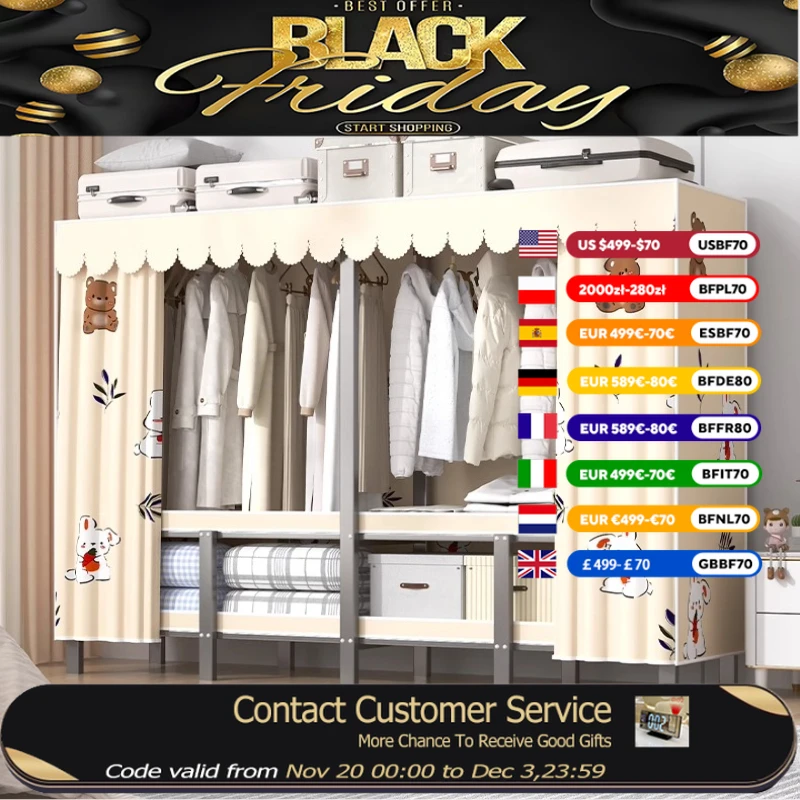 

Large Hanging Clothes Wardrobes Fabric Adults House Display Foldable Closet Bedroom Organizer Roupeiros De Quarto Furniture