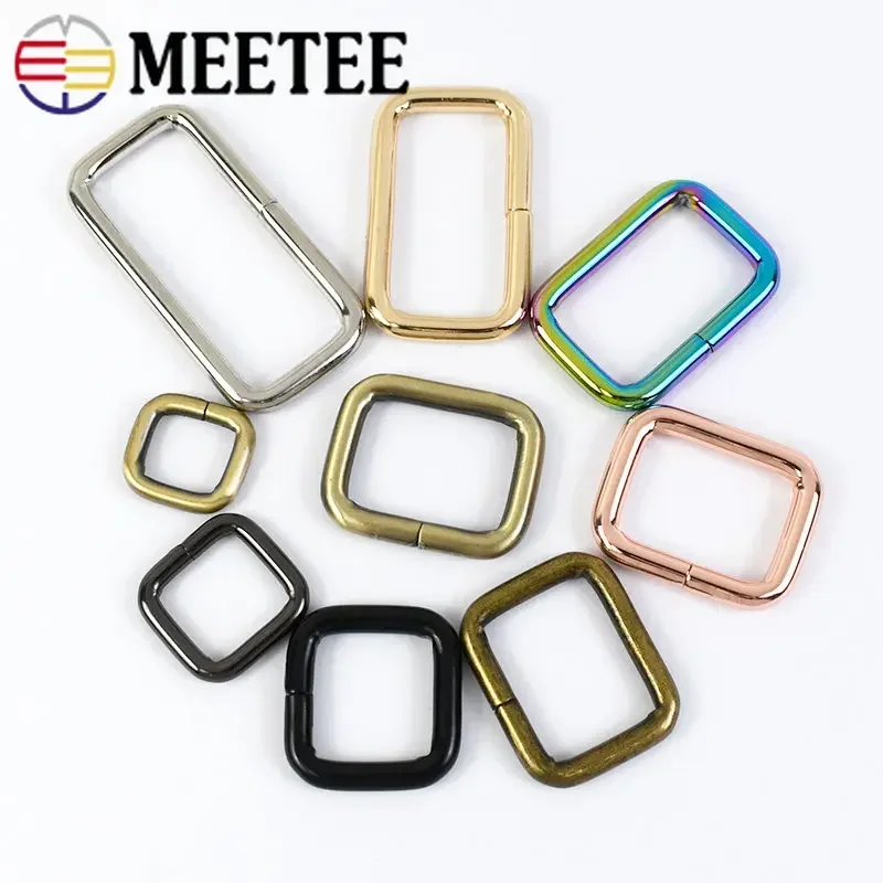 20Pcs 13-50mm Meetee Rectangle Metal Buckles Webbing Belt Ring Buckle Handbag Strap Adjustment DIY Hardware Bags Accessories