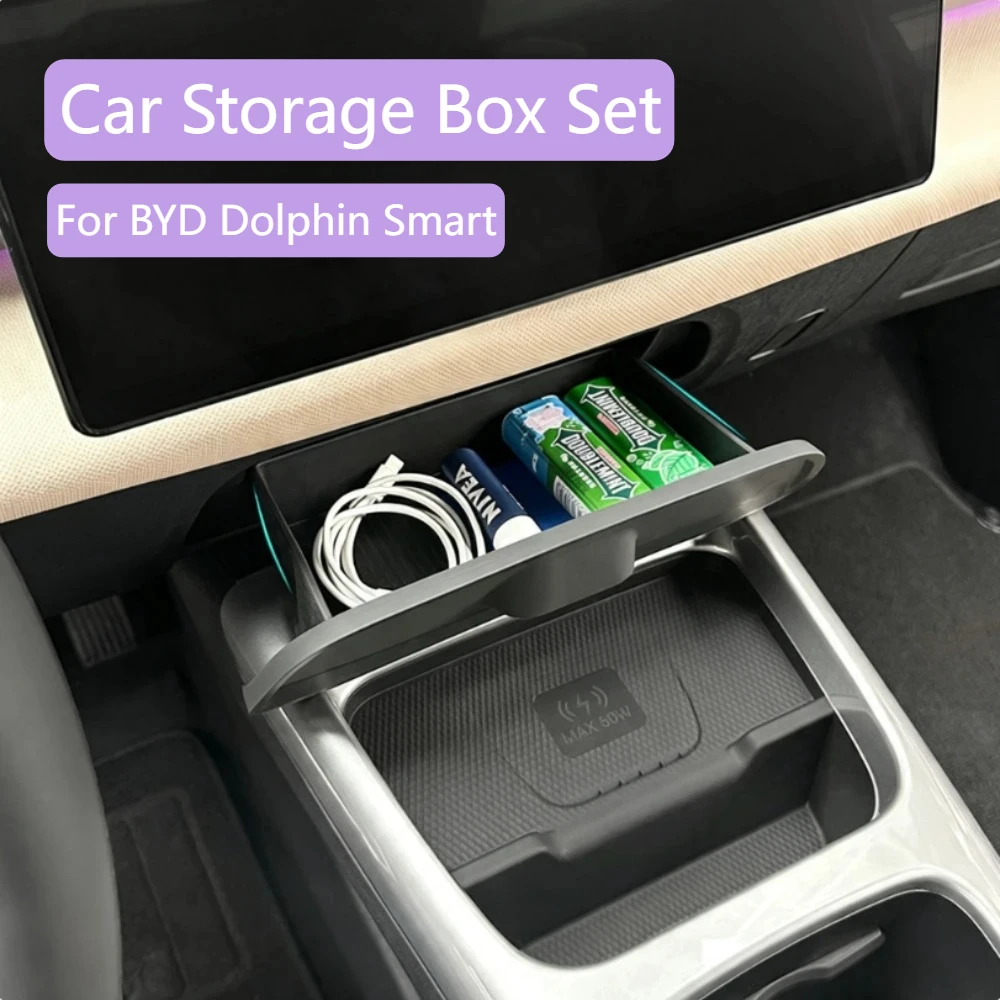 For 2025 BYD Dolphin Smart Car Central Control Hidden Storage Box Original Car Color Interior Accessories Storage Box Set