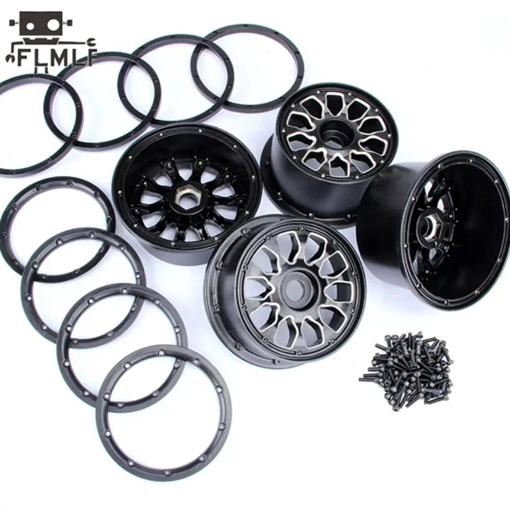 Metal Wheel Hubs with Beadlocks Ring Set for 1/5 Hpi Rofun Rovan Km Mcd Baja 5B SS 5T 5sc Truck Rc Car Toys Parts