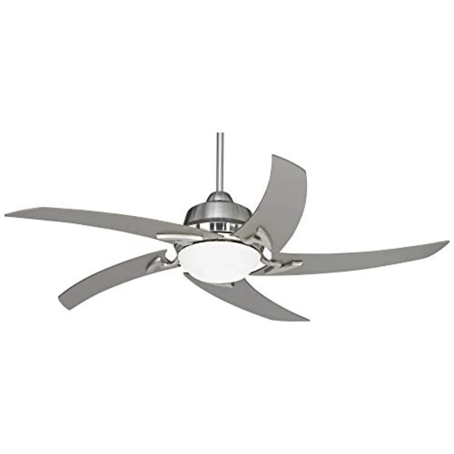 

52 Capri Modern Indoor Ceiling Fan with Built-in LED Light and Remote Control in Brushed Nickel Finish with Silver White Opal G